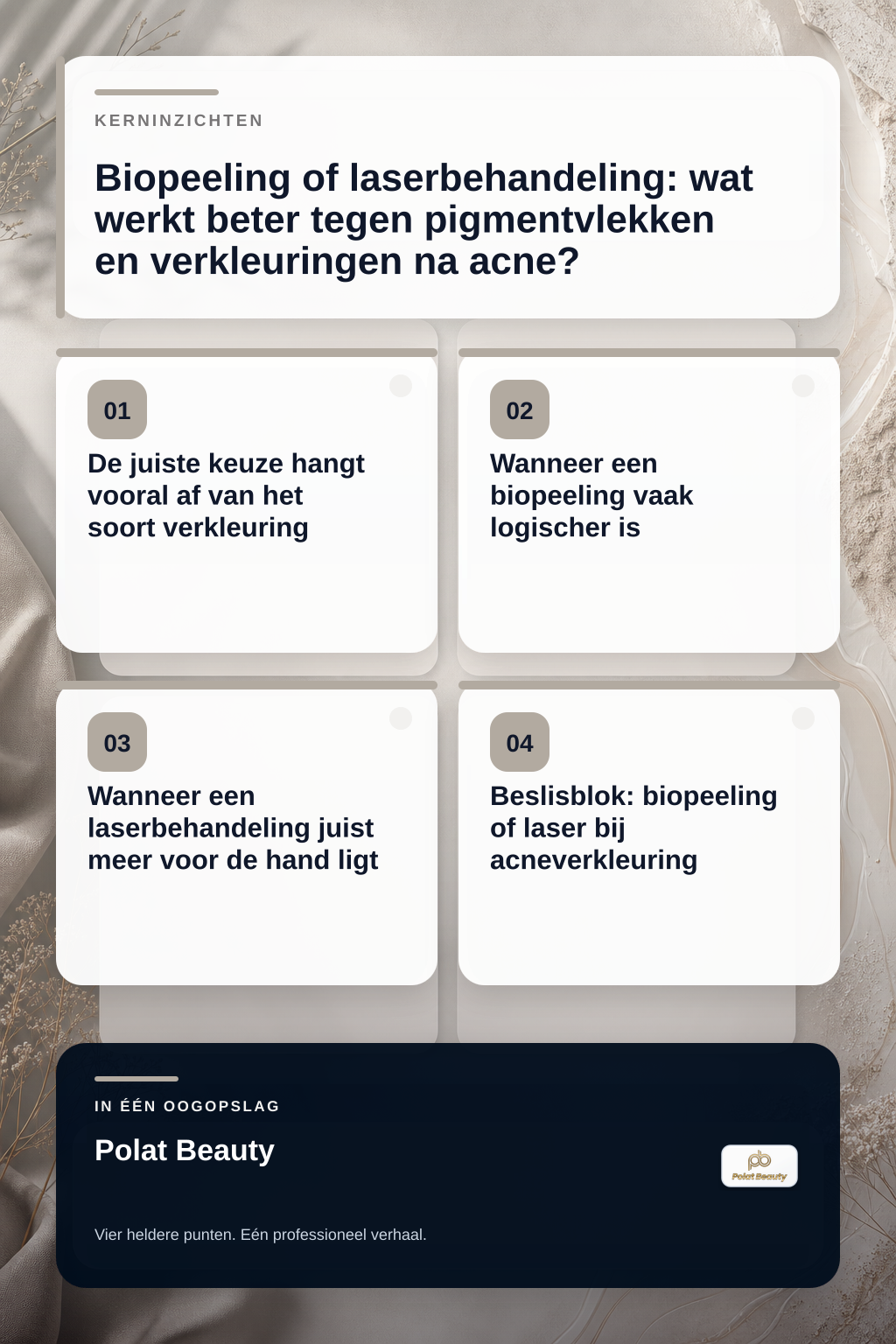 Biopeeling of laserbehandeling: wat werkt beter tegen pigmentvlekken en verkleuringen na acne? infographic