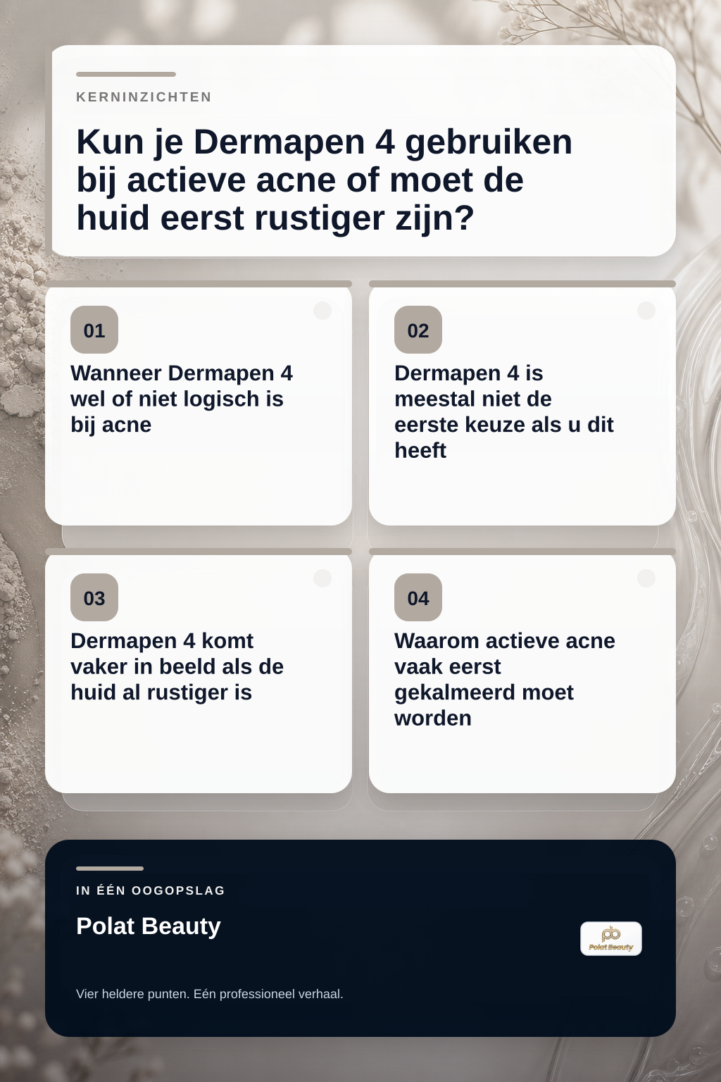 Kun je Dermapen 4 gebruiken bij actieve acne of moet de huid eerst rustiger zijn? infographic