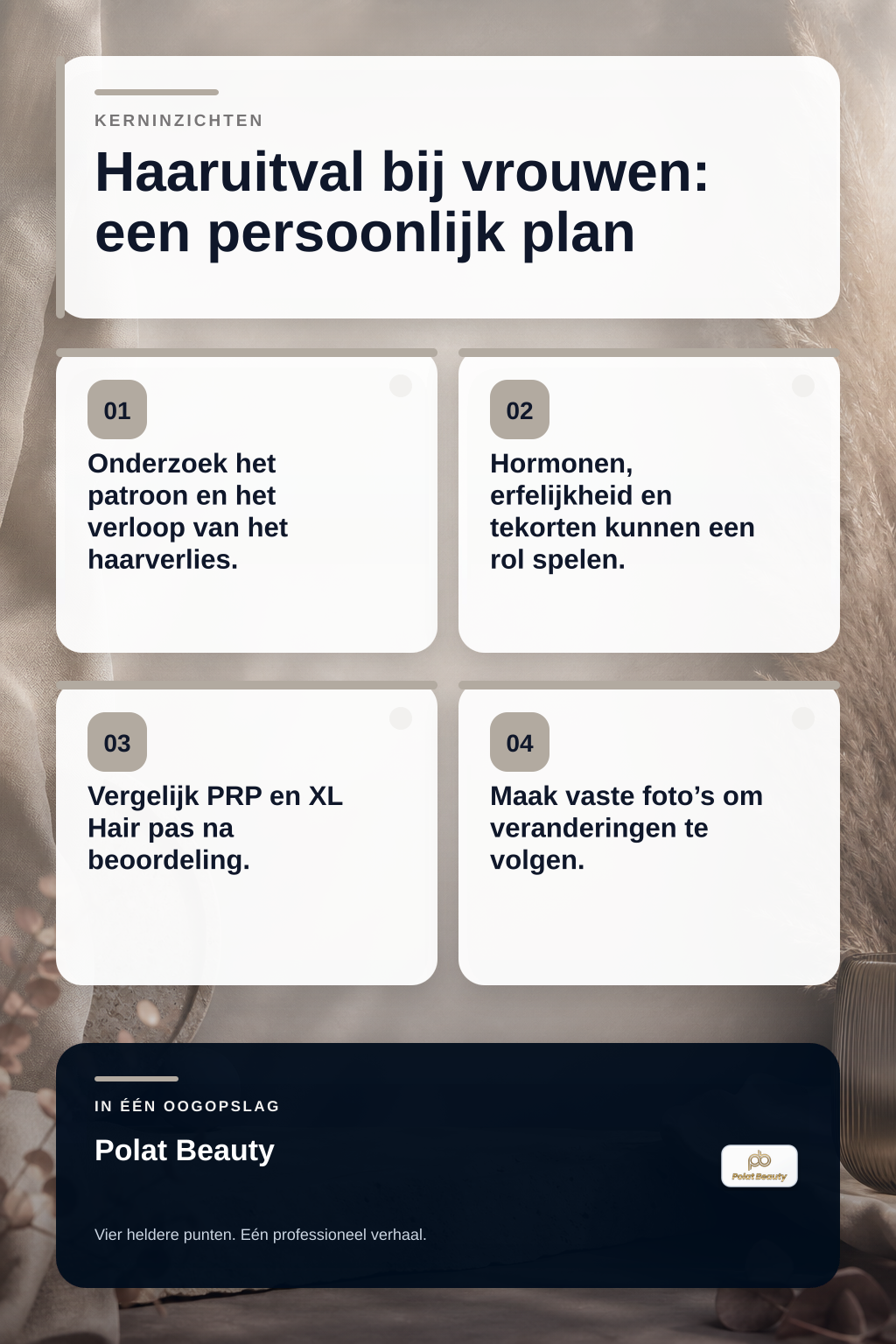 Welke behandeling past vaker beter bij haaruitval bij vrouwen, PRP of XL Hair? infographic