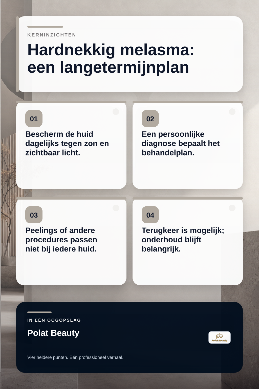 Welke behandeling werkt het beste tegen hardnekkige melasma en pigmentvlekken in het gezicht? infographic