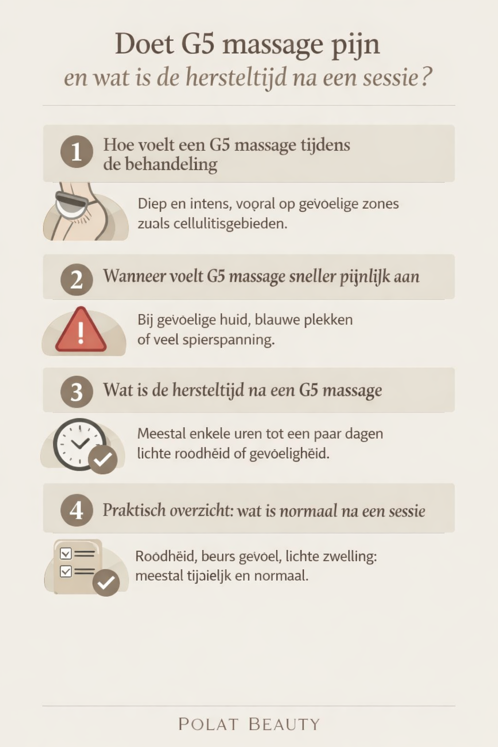 Doet G5 massage pijn en wat is de hersteltijd na een sessie? infographic