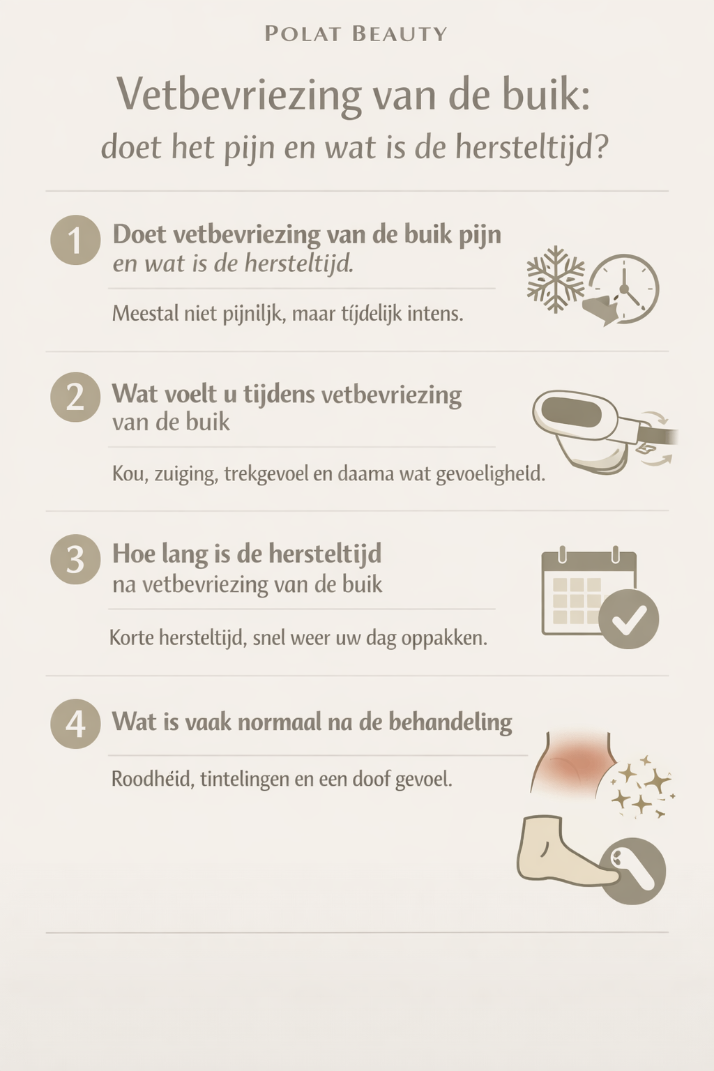 Vetbevriezing van de buik: doet het pijn en wat is de hersteltijd? infographic